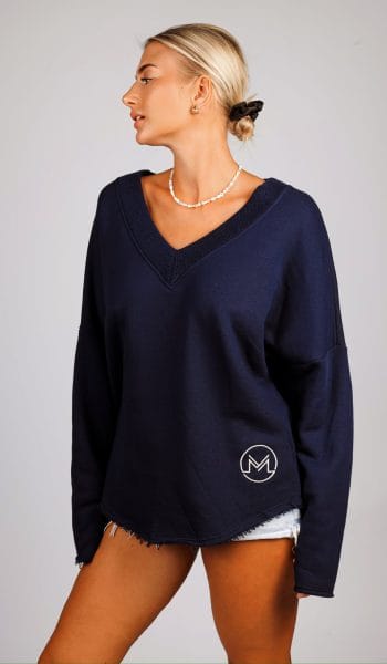 Bluza szarpany dół haft M – UNI, Granat