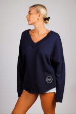 Bluza szarpany dół haft M – UNI, Granat