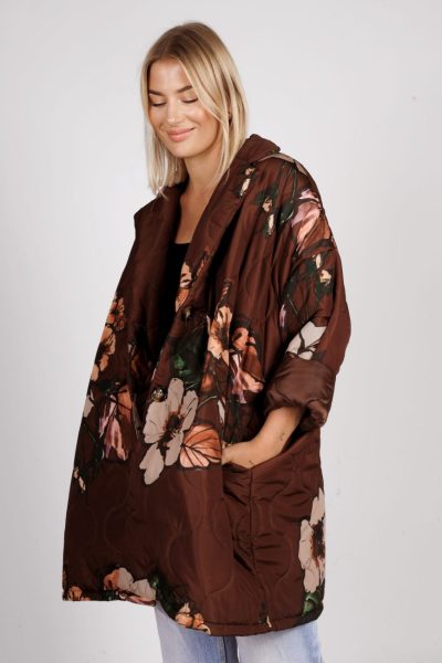 Płaszcz krótki kwiaty