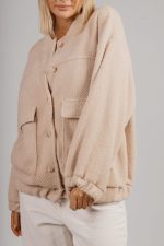 Bluza alpaka stójka guziki beż