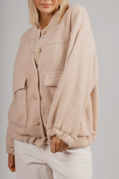 Bluza alpaka stójka guziki beż