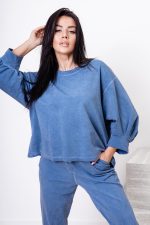 Bluza dekatyzowana bufiasty rękaw – Jeans, UNI