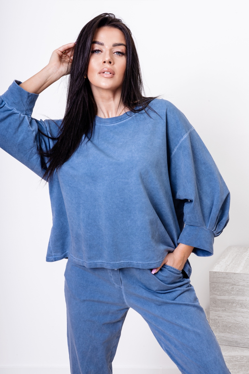 Bluza dekatyzowana bufiasty rękaw – Jeans, UNI