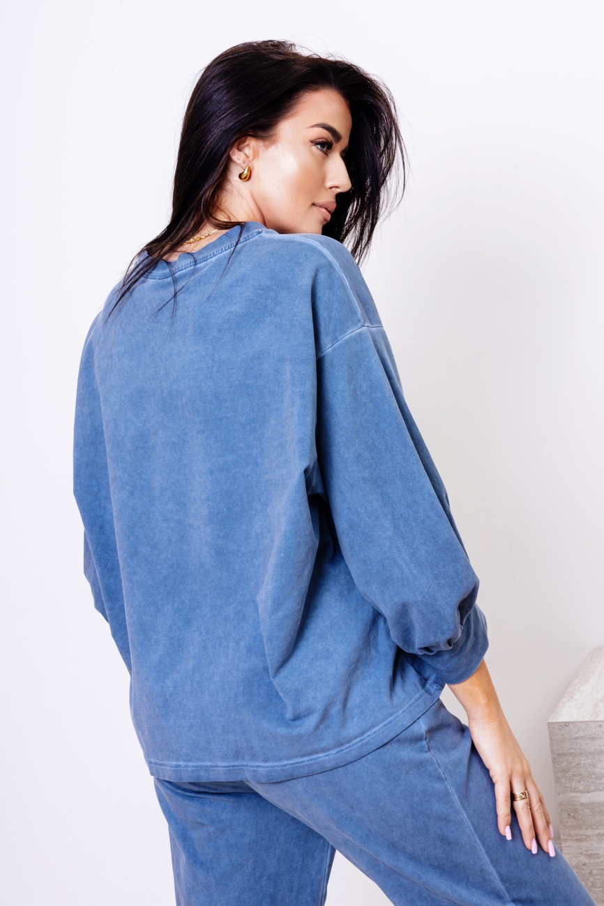 Bluza dekatyzowana bufiasty rękaw – Jeans, UNI