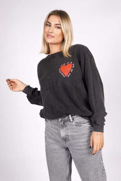 Bluza dekatyzowana serduszko – Grafit, UNI