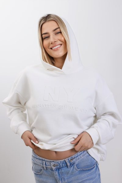 Bluza kaptur NY – Biały, UNI