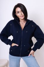 Bluza rozpinana szklane motylki RISSKIO – Granat, L