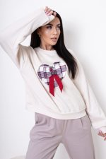 Bluza serce kokardka – Ecru, UNI