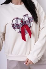 Bluza serce kokardka – Ecru, UNI