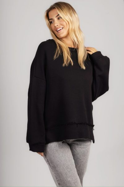 Bluza szarpany dekolt – UNI, Czarny
