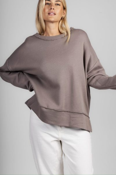 Bluza szarpany dekolt – UNI, Fango