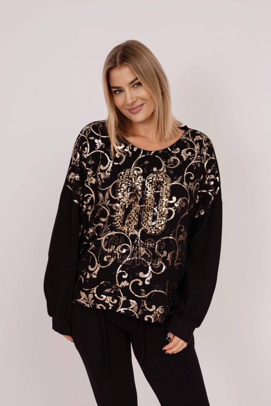 Bluza złote ornamenty cekin80