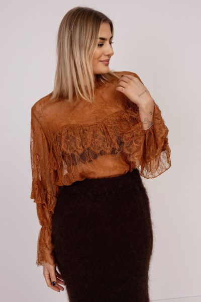 Bluzka cała koronka – Camelowy, UNI