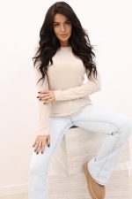 Bluzka cieniutka kaszmir/modal – Beż, 2XL