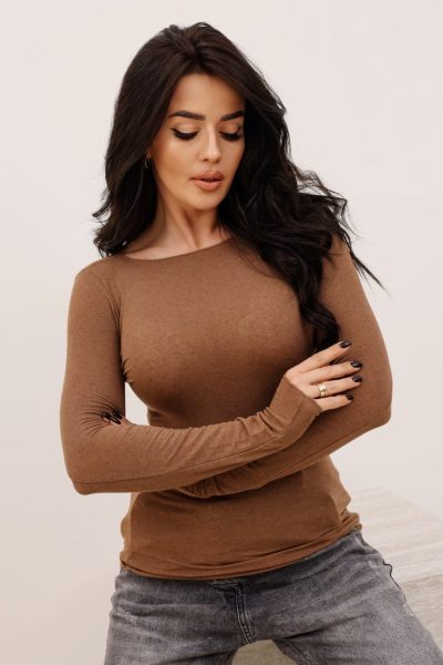 Bluzka cieniutka kaszmir/modal – Camelowy, UNI