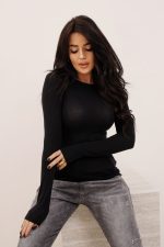 Bluzka cieniutka kaszmir/modal – Czarny, 2XL