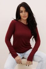 Bluzka cieniutka kaszmir/modal – Wino, 2XL