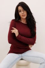 Bluzka cieniutka kaszmir/modal – Wino, 2XL