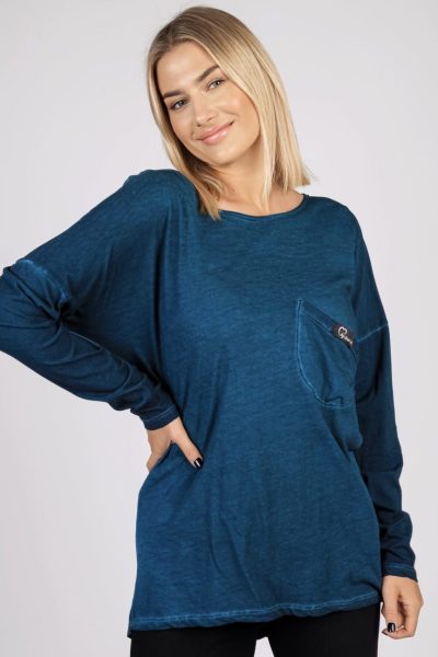 Bluzka dekolt plecy – UNI, Morski