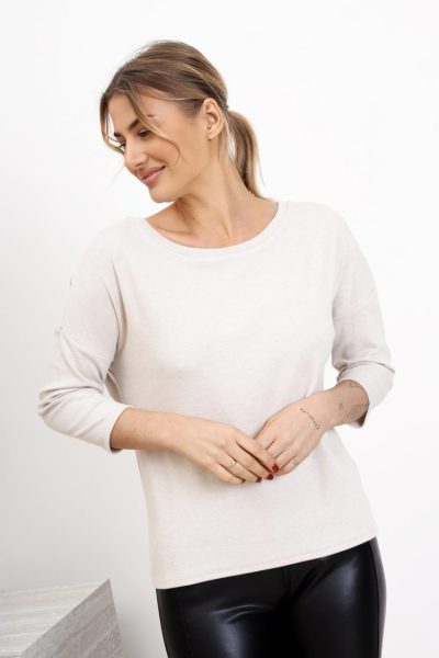 Bluzka gładka prosta – Beż, UNI