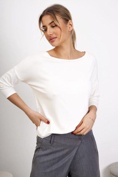 Bluzka gładka prosta – Ecru, UNI