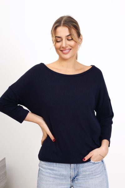 Bluzka gładka prosta – Granat, UNI