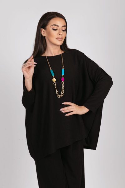 Bluzka kwadrat z wisiorkiem – UNI, Czarny