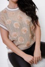 Bluzka lurex tiulowe kwiatki