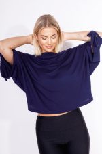 Bluzka nietoperz dzianina wiązane rękawy – Granat, L