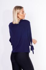 Bluzka nietoperz dzianina wiązane rękawy – Granat, L