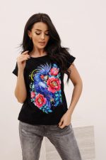 Bluzka papuga przeszyte rękawy • Kolor: Czarny • Rozmiar: UNI