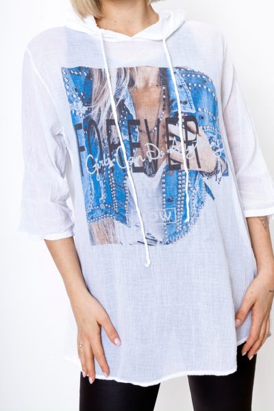 Bluzka pieluszka kaptur Forever – UNI, Biały