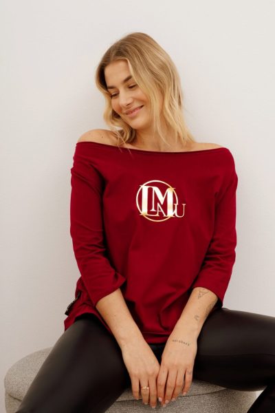 Bluzka rękaw 3/4 złote LA MU – Bordo, 3