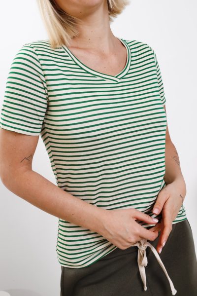 Bluzka serek paseczki – Zielony, S/M