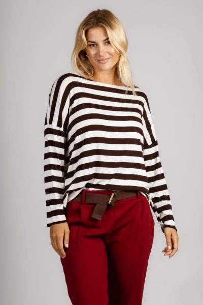 Bluzka surowo cięta paski – UNI, Czarny