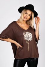 Bluzka złocona róża rękaw falbanka