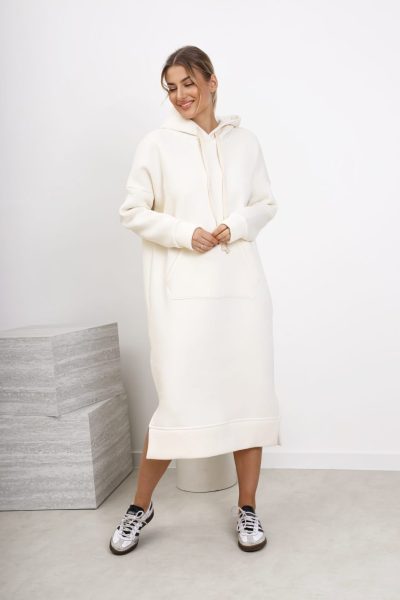 Bluzo sukienka kangurka – Ecru, UNI