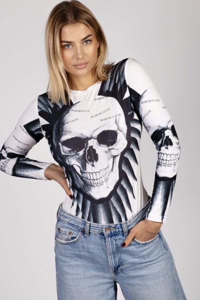 Body czaszka – UNI, Biały