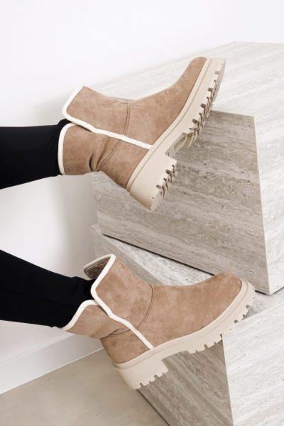 Botki zamszowe ocieplane – Beż, 38