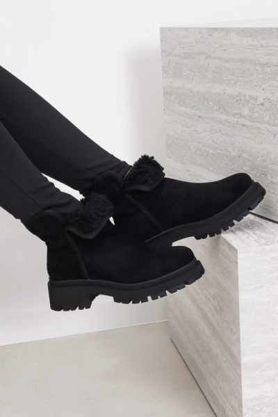 Botki zamszowe ocieplane – Czarny, 41