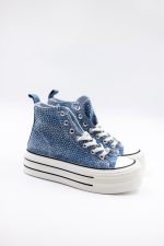 Buty tenisówki za kostkę diamenciki – Niebieski, 37