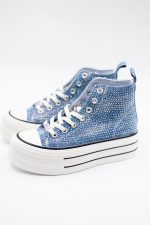 Buty tenisówki za kostkę diamenciki – Niebieski, 40