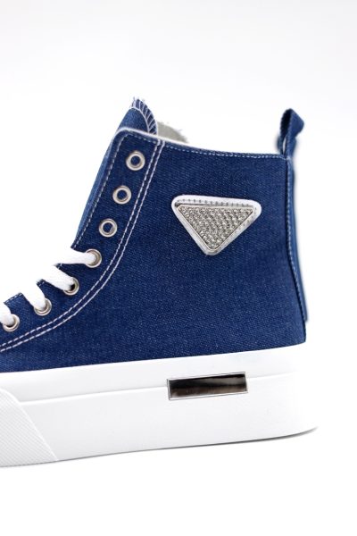 Buty trampki trójkąty za kostkę – Niebieski, 37