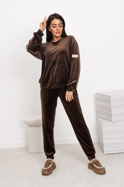 Dres welur luxury – UNI, Czekolada