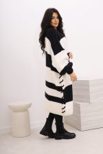 Kardigan długi pasy – Czarno-biały, UNI