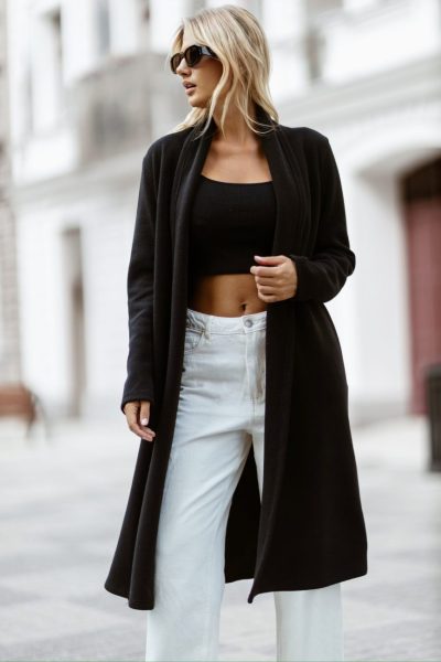 Kardigan gładki dzianina – UNI, Czarny