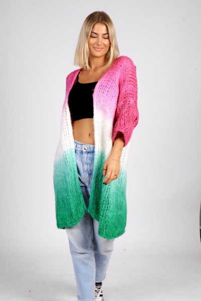 Kardigan ombre – UNI, Fuksja