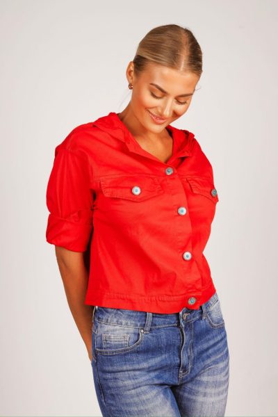 Katana kaptur ozdobne guziki – Czerwony, UNI