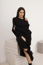 Komplet dzianina prążek sweter+sukienka