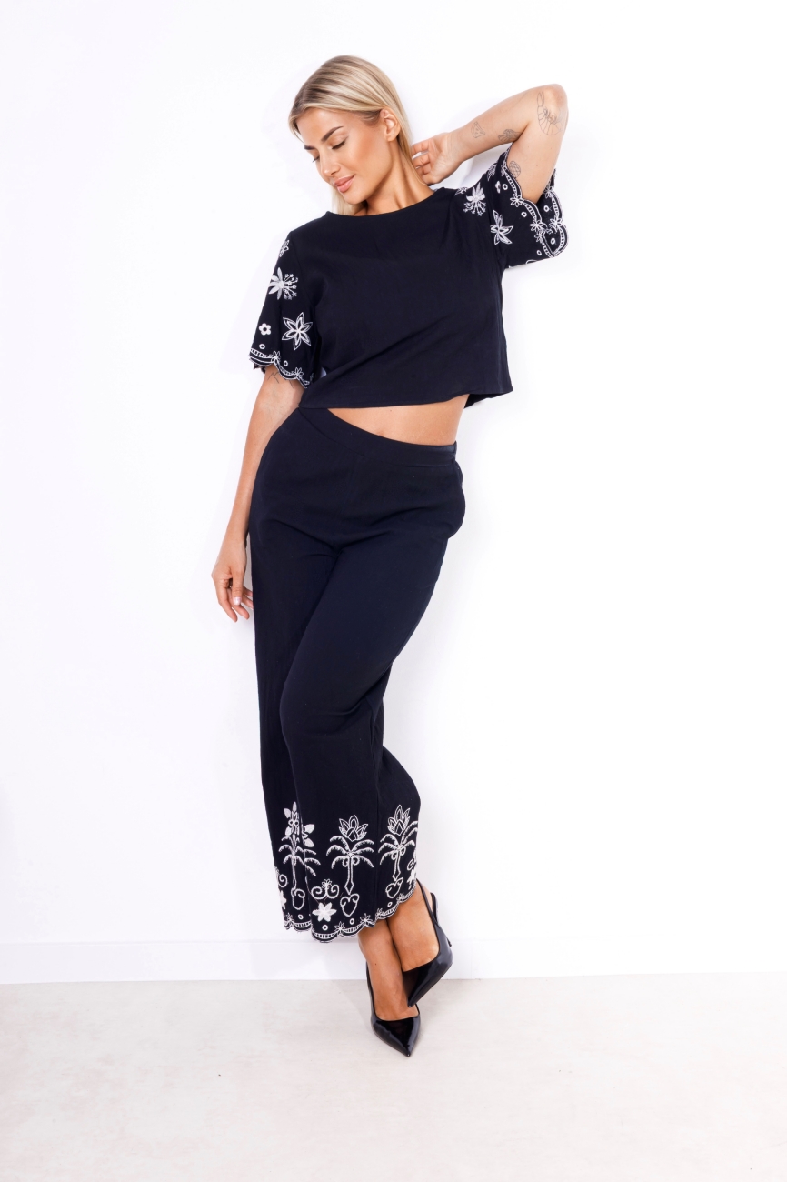 Komplet haftowany dół – Czarny, UNI